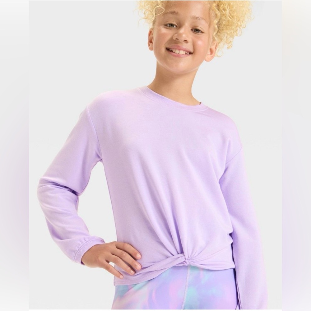 ALL IN MOTION Modal French Terry Crewneck Knot-Front Sweatshirt